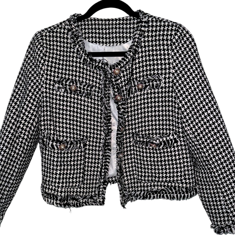 J.ING US Dottie Black Button-Up Jacket